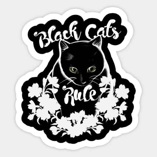 Black Cats RULE Sticker by bubbsnugg